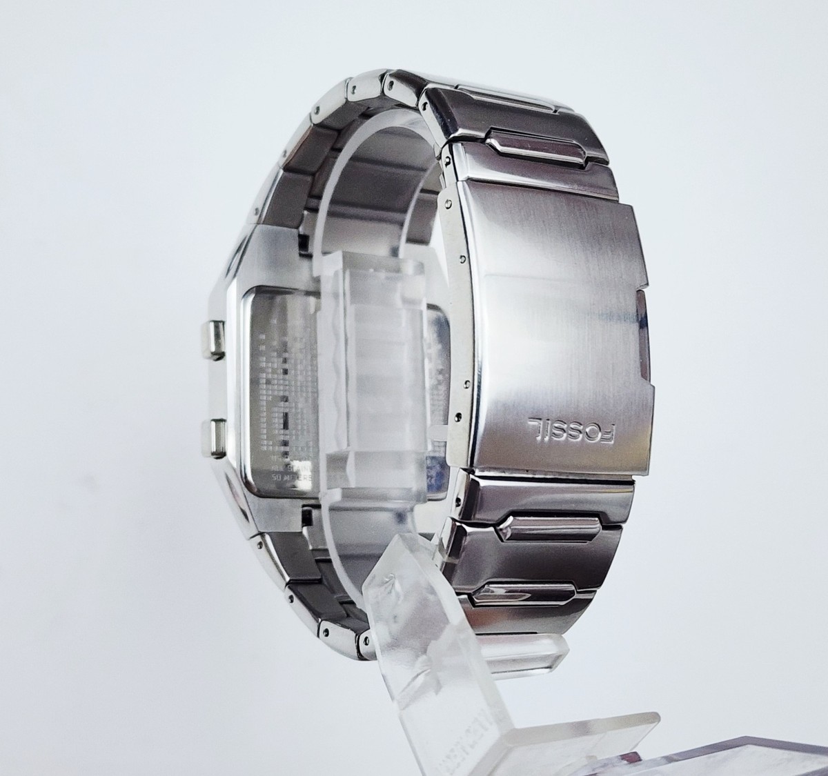RARE Fossil Animation JR9465 Digital Stainless Steel Gents OLED