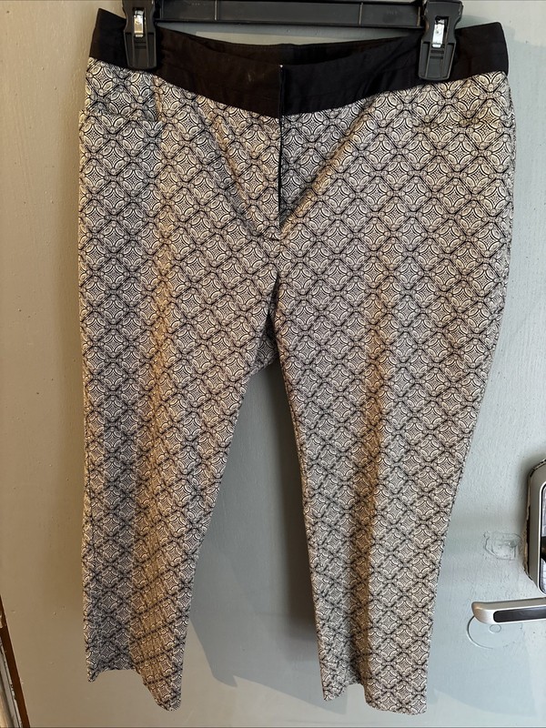 WORTHINGTON Slm Fit Ankle Length Black & Wite Grid Stretch Pants Size 8