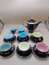 Scandinavian Coffee Tea 1960s Stavenger Flint Norway Harlequin Espresso Tea Cups