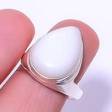 White Coral 925 Sterling Silver Solitaire Ring s.9 T17 A363
