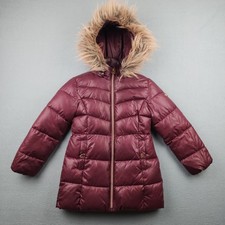 Michael Michael Kors Coat Girls Small 5/6 Purple Puffer Faux Fur Hooded Winter