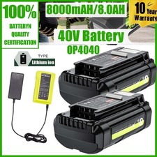 1/4X 40V 8.0Ah Li-ion for Ryobi Replacement Battery/Charger OP4050 OP4015 OP4060