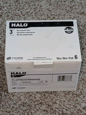 Box of 6 HALO 3'' Round Pin Lens RECESSED TRIM Matte White Oculus TL3PIN2GMWWB