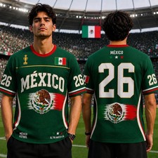 Personalized Name Mexico Soccer Jersey Number Football Shirt Fan Gift S-5XL