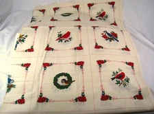 Cranston Birds of Christmas Picture Book Patches Panel 44" Cotton Fabric
