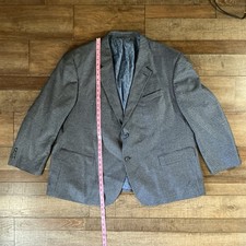 Oak Hill Mens 3XL 54R/56R Gray Blue Check Sport Coat Blazer 2 Button Paisley 4H