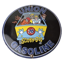 Vintage Union 76 Gasoline Sign - Scooby Doo Gas Pump Porcelain Sign