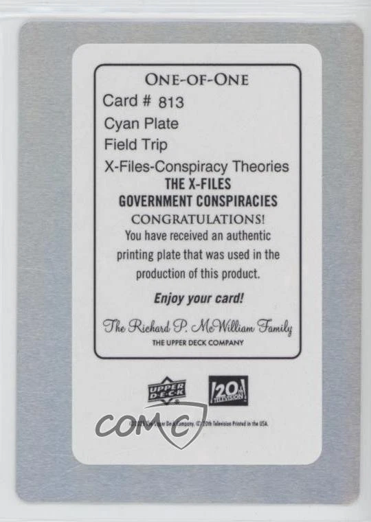 2025 X Files Government Conspiracies High-Series Printing Plate Cyan 1/1 #813 - Image 2 of 3