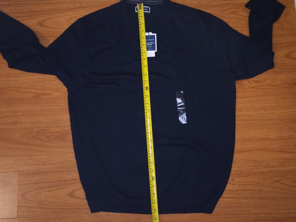 NWT Men's Club Room Merino Wool Blend Sweater XL Navy Blue Crewneck - Image 4 of 4