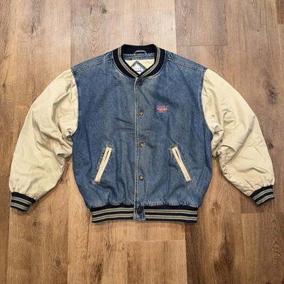 Washington Huskies Denim Jacket UW Bomber Coat Vintage 90s Husky Gear Mens Large