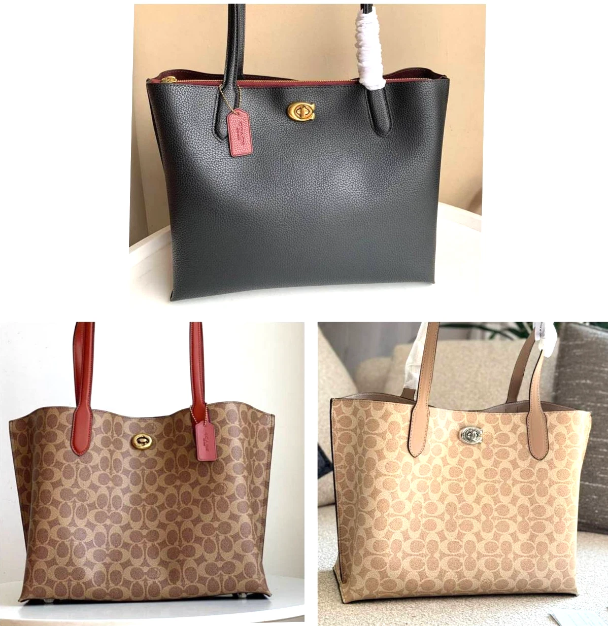 COACH C0693 Borsa Salice Rivestita Tela Pelle 3 Colori Outlet Prodotti
