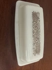 VTG Pyrex Woodland Butter Dish With Lid 72 B Milk Glass Brown White 1970s Retro