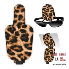 Leather Magnetic Sunglass Holder for Car Sun Visor, Cute Classic Leopard