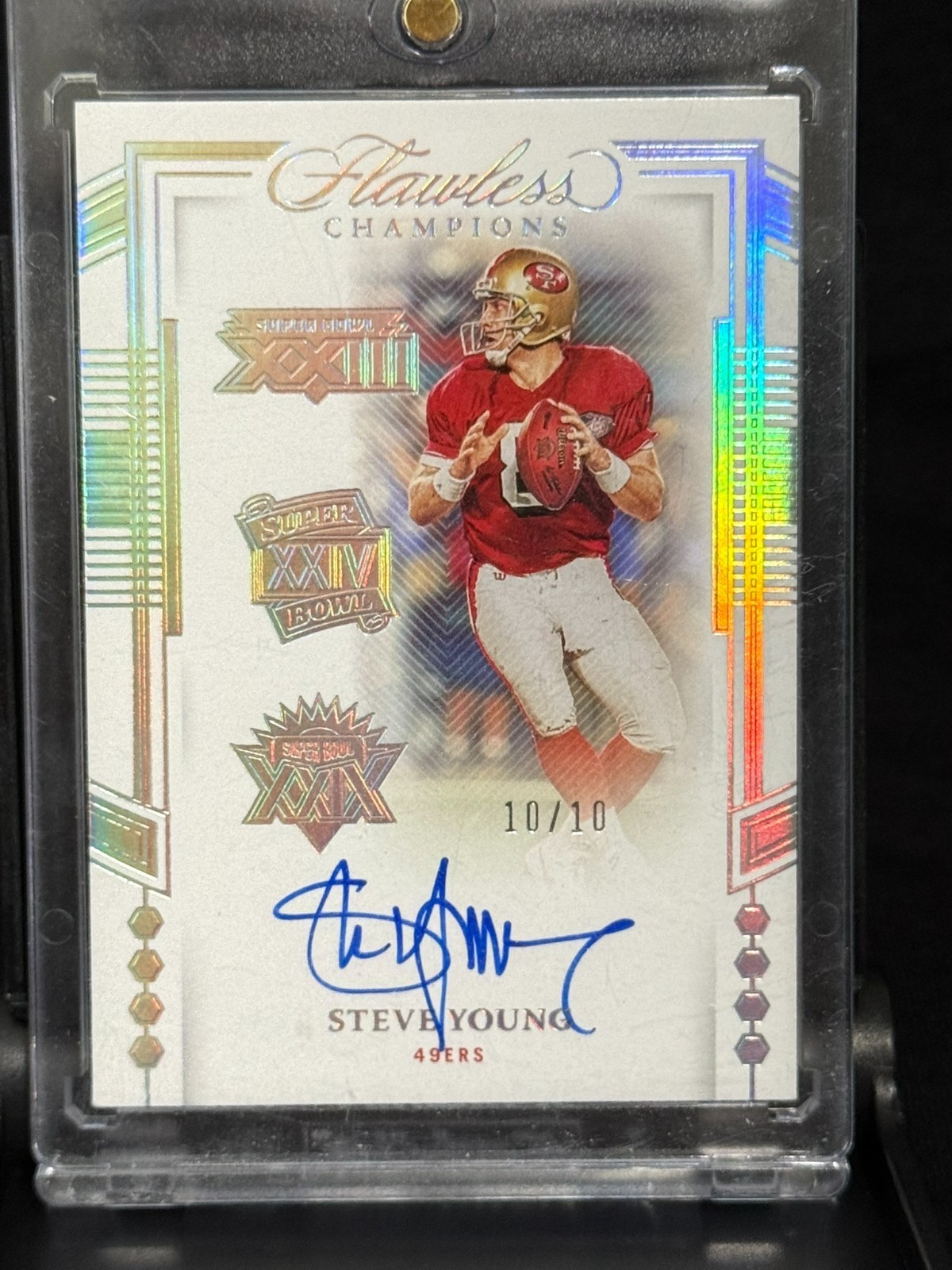2022 Panini Flawless Steve Young 3 time Champions Auto Silver 10/10 #3X-SY 49ers view 1