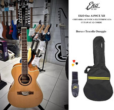 EKO One A150CE XII CHITARRA ACUSTICA ELETTRIFICATA CUTAWAY 12 CORDE con BORSA