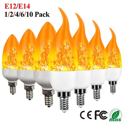 E14 E12 LED Flamme Flackernde Glühbirne Brennende Feuereffekt-Kerzenlampe Innen