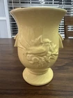 Vintage McCoy Large Yellow Vase with Bird & Flowers EUC