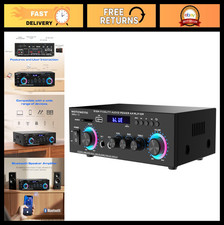 400W Bluetooth Home Audio Amplifier, 2 Channel Stereo Receiver, Dual Karaoke Mic