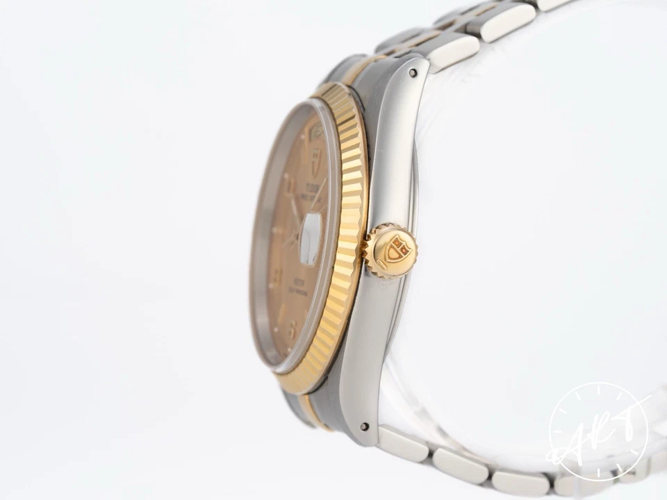 *RARE* Tudor Prince Day-Date 18K Gold & SS 36mm Gold Arabic Dial Watch 76213 - image 2 of 4