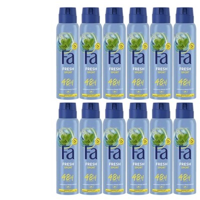 12x150ml Fa Men Deospray Bodyspray Fresh Sport 48H 0% Alu | vegan | Zitrusduft