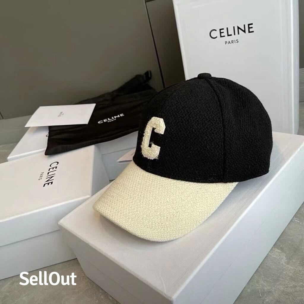 Celine Unisex Black Wool Baseball Cap with Embroidered  display picture 3