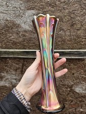 vintage iridescent carnival glass swung vase