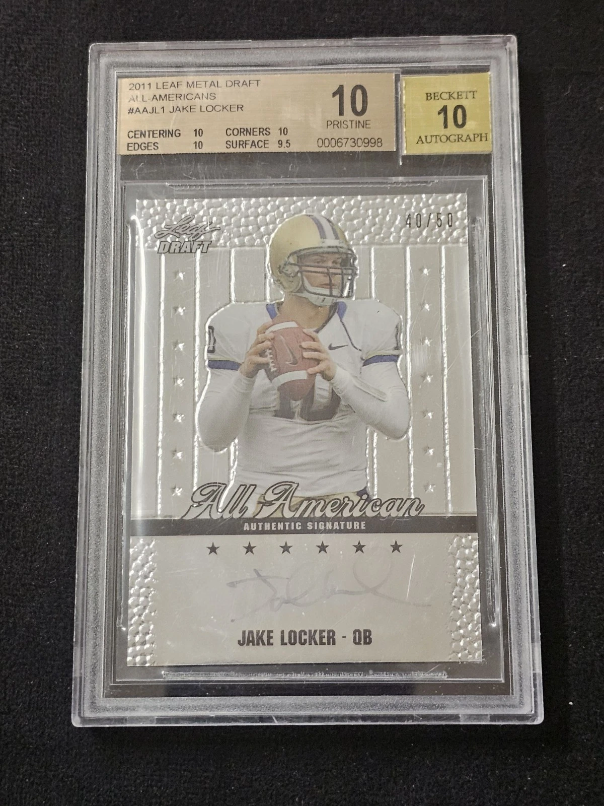 Jake Locker Leaf Metal Draft All-American #AAJL1 Autograph