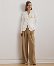 Lauren Ralph Lauren Women's Pleated Stretch Jersey Wide-Leg Pants Size 10 12 14