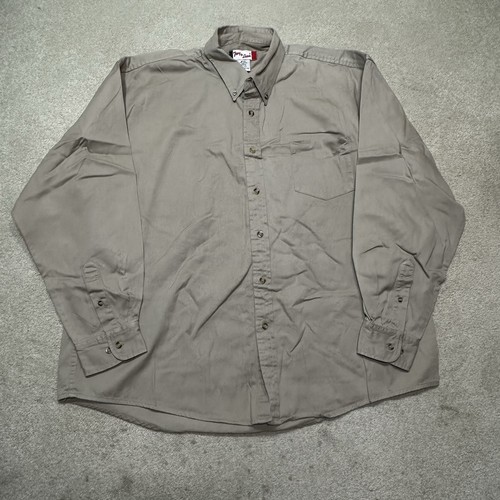 Tony Lama, Tony Lama Button Up Shirt Mens 2XL XXL Brown Western Long Sleeve Cotton