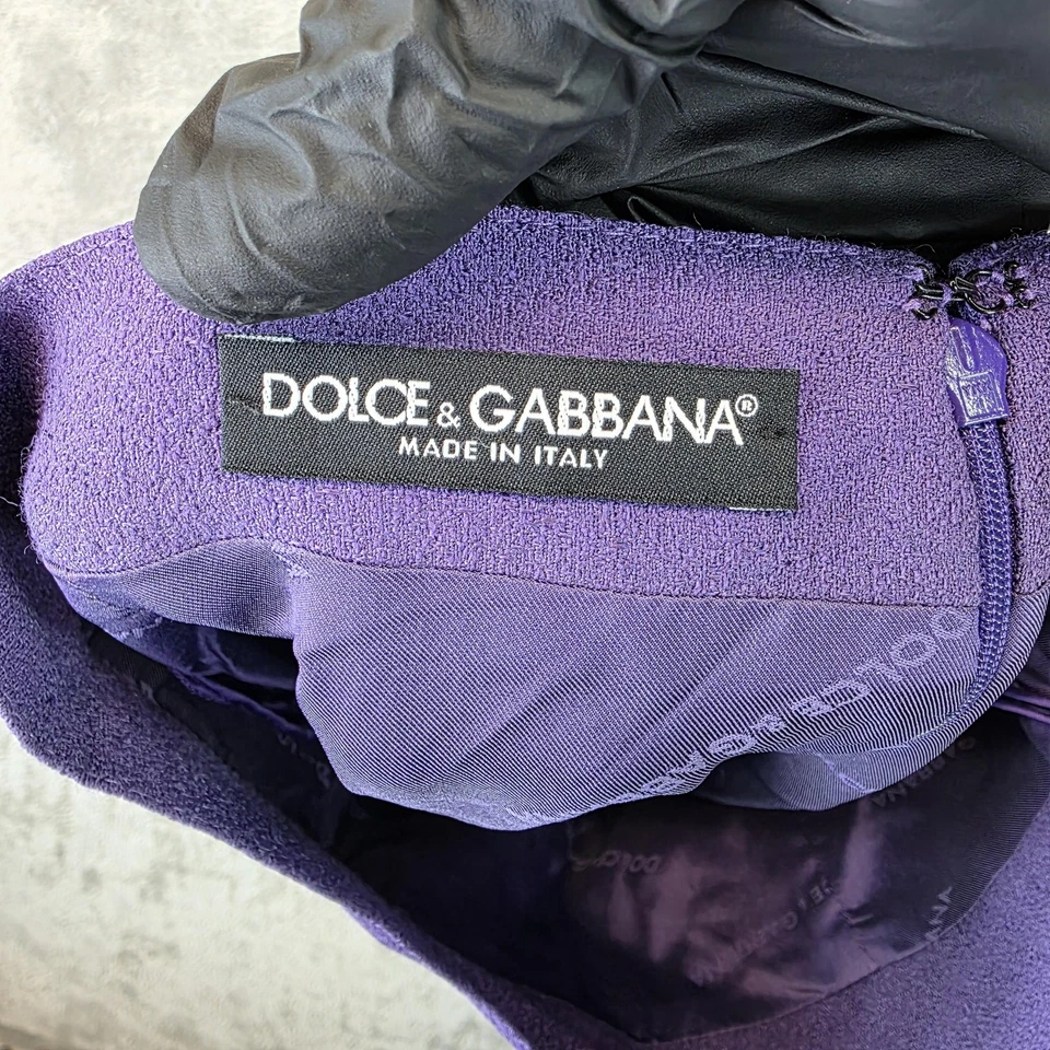 Falda Dolce & Gabbana Mujer IT 42 US 6 Púrpura Mezcla Lana Hecha en Italia Clásica Foto 3 de 4