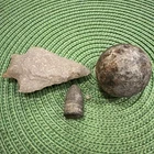 Virginia Arrowhead, Civil War Bullet Small Cannon Ball.  Found Caroline County