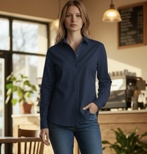 NEW Quince Women’s Organic Cotton Poplin Long Sleeve Boyfriend Shirt Sz S Blue