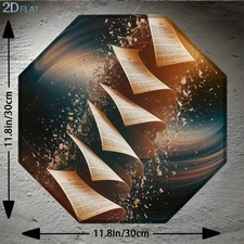 Octagonal Abstract Floating Book Pages Art