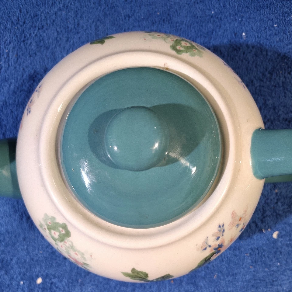 Tetera cerámica jardín campo mujer pionera estampado floral cocina comedor Foto 3 de 4