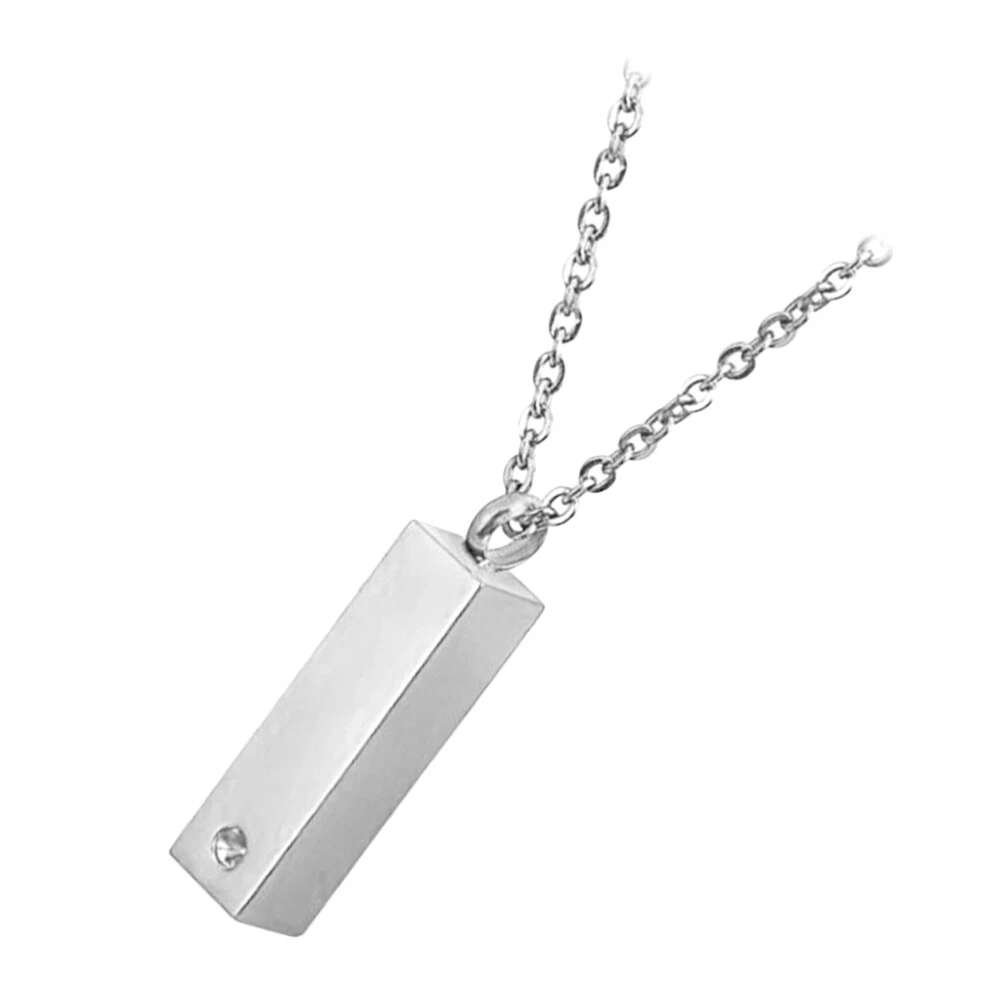 Neck Chain Women Jewelry Ashes Urn Necklace Silver Bar Pendant