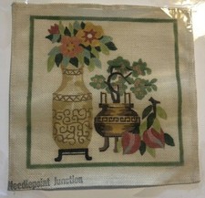 Vases with Flowers Hand Painted Needlepoint Canvas by Needlepoint Junction