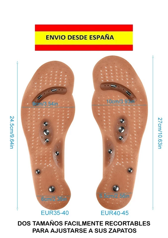 PLANTILLAS DÍGITO PUNTURA ACCIÓN MAGNÉTICA PIES PLANOS METABOLISMO CIRCULACIÓN - Imagen 3 de 4