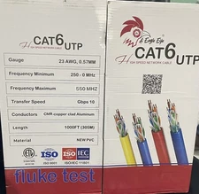 1000 FT Cat 6 23AWG CMR Riser Rated 550MHz UTP 4-pairs Premium Network LAN Cable