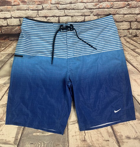 Nike Mens Blue White Fade Swim Trunks 