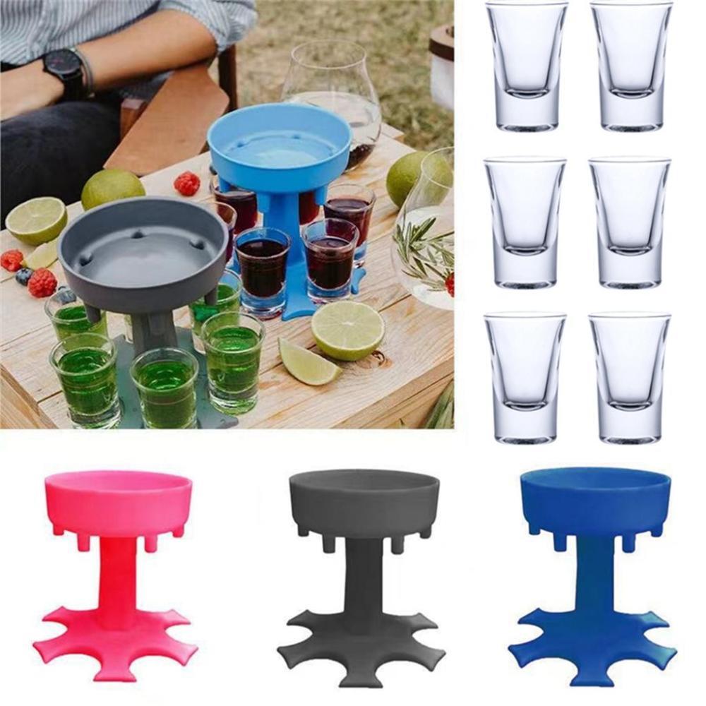 6 Shot Glass Dispenser Holder Wine Whisky Beer Dispenser Rack Bar
