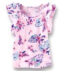 OshKosh B'Gosh Girls Knit Top Pink Ruffle Short Sleeved Floral Shirt Tee Size 6