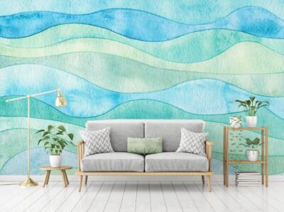 3D Blau Welle H82 Tapete Wandbild Selbstklebend Abnehmbare Aufkleber Sinsin