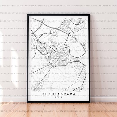 Ungerahmte Fuenlabrada Karte Poster Druck Fuenlabrada Spanien Straßenansicht Wanddeko