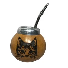 ARGENTINA MATE GOURD YERBA TEa -  STRAW BOMBILLA KIT ARTISAN HANDMADE