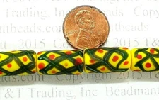 Yellow X Fancy Venetian Style Pineapple African Trade Beads   10 Pc's T254 LAMP