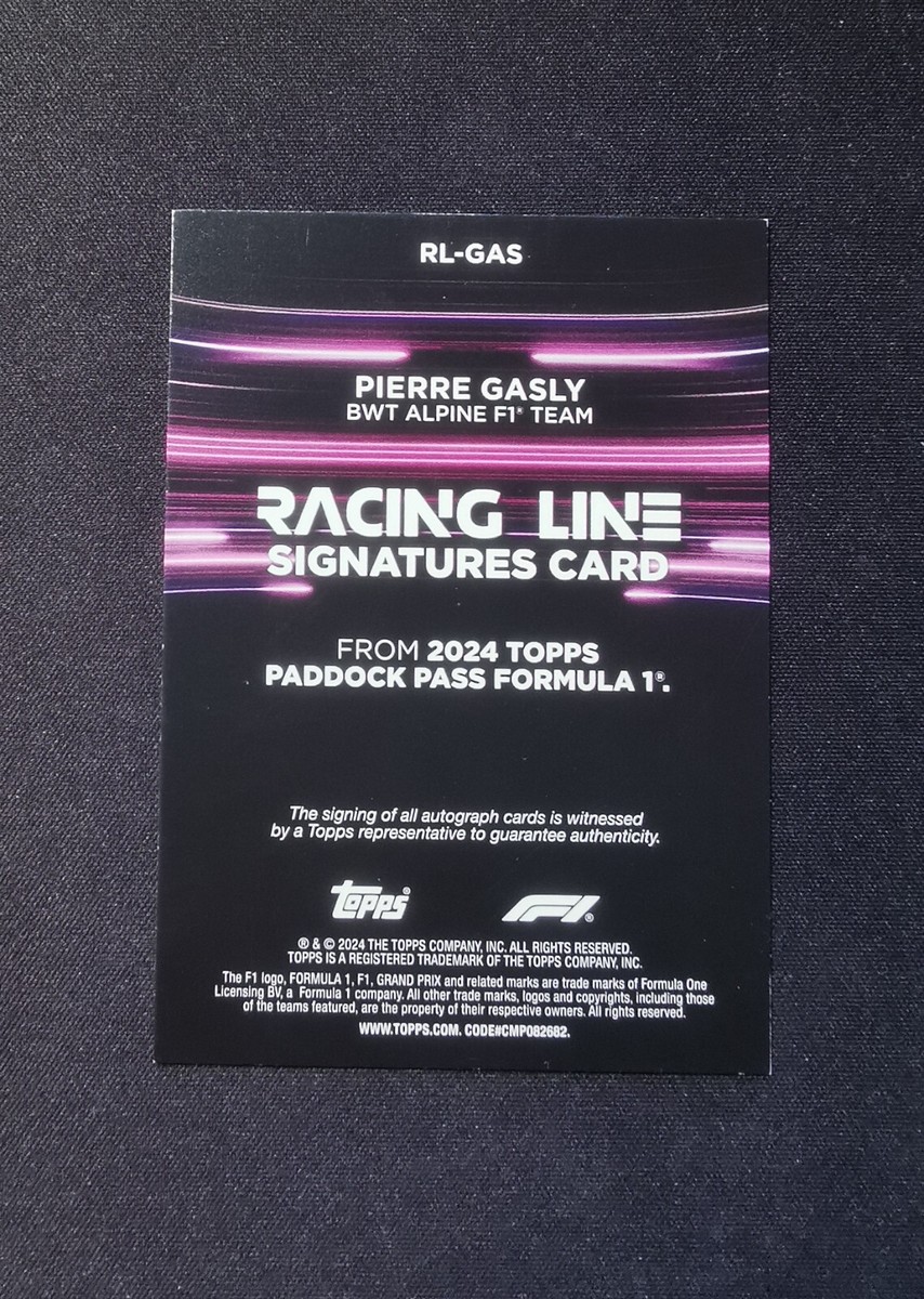 F1 Topps 2024 パドックパス ピエール・ガスリー 2024 Topps Paddock Pass Formula 1 F1 Pierre Gasly Racing