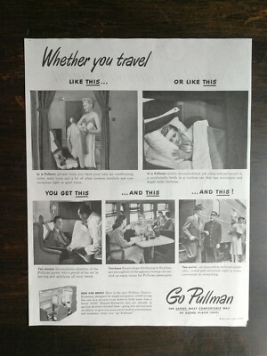 Vintage 1947 Pullman Train Sleeper Car Full Page Original AD A1
