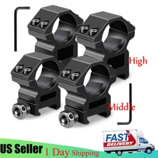 25.4mm/1" Middle/ High Profile Scope Rings for 20mm Picatinny Mount Heavy Duty