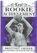 BRITTNEY GRINER 2013 Leaf Rookie Achievement PURPLE Edition Rookie 1/1 Phoenix w