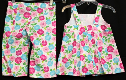 2008 Gymboree Tennis Match Outfit sz 4 Girl Tank Top Pants Flower Colorful Pleat - Picture 4 of 6